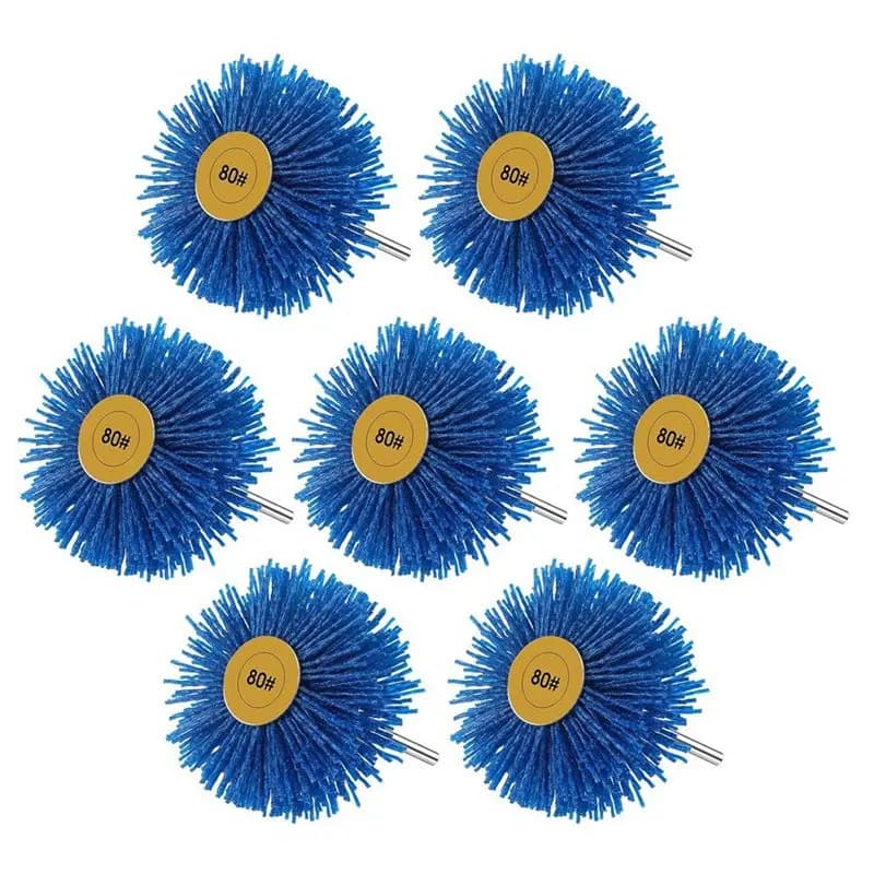 ABVJ-For Rust Paint Removal 7 Pcs Nylon Wheel Brush Set, 1/4" Shank Sanding Mop Abrasive Grinding Wheels,80-600 Grit