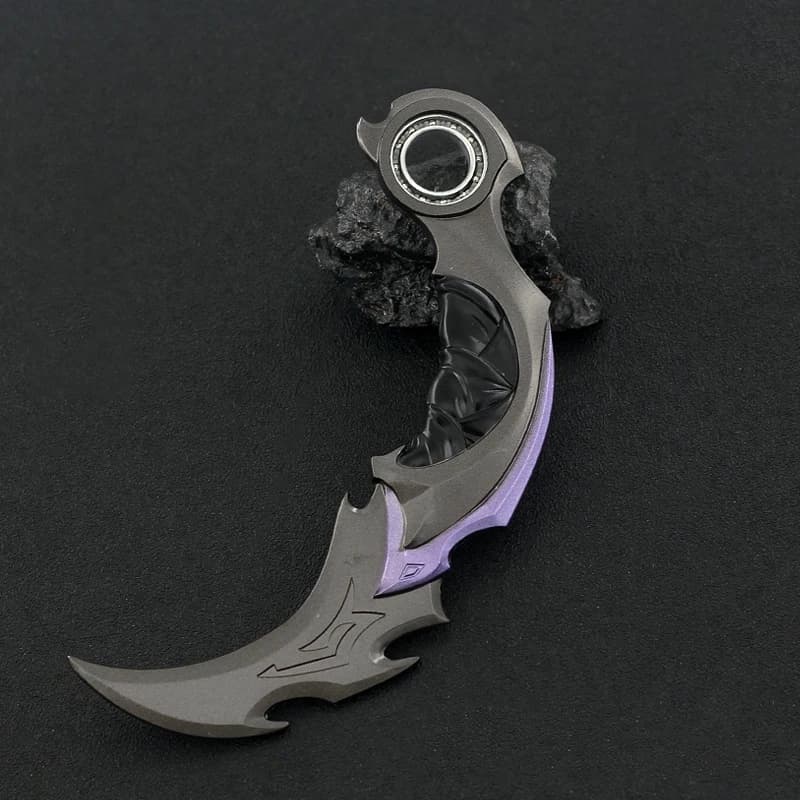 Metal Alloy Karambit Model with Bearing Rotatable Fidget Knife Toy Cool Game Prop Desk Decor Collectible Replica for Gamers