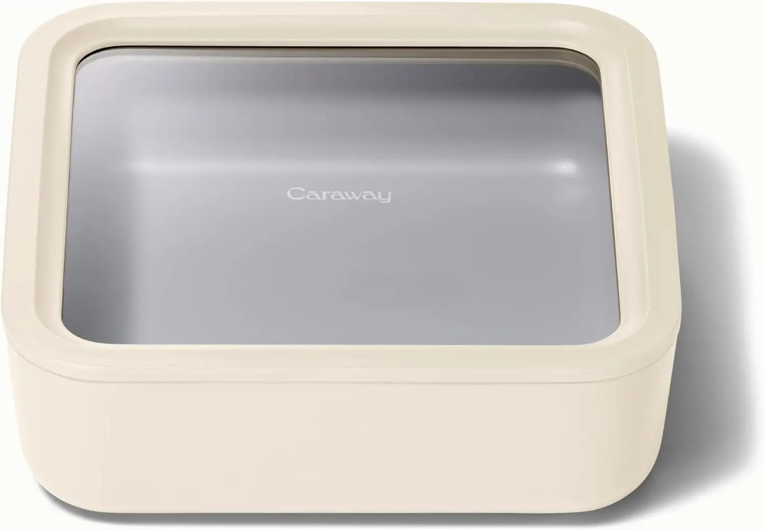 Contenitore in Vetro per Alimenti da 10 Tazze con Rivestimento in Ceramica, Lunch Box Antiaderente, Adatto per Lavastoviglie, Forno e Microonde, Quadrato, Color Crema