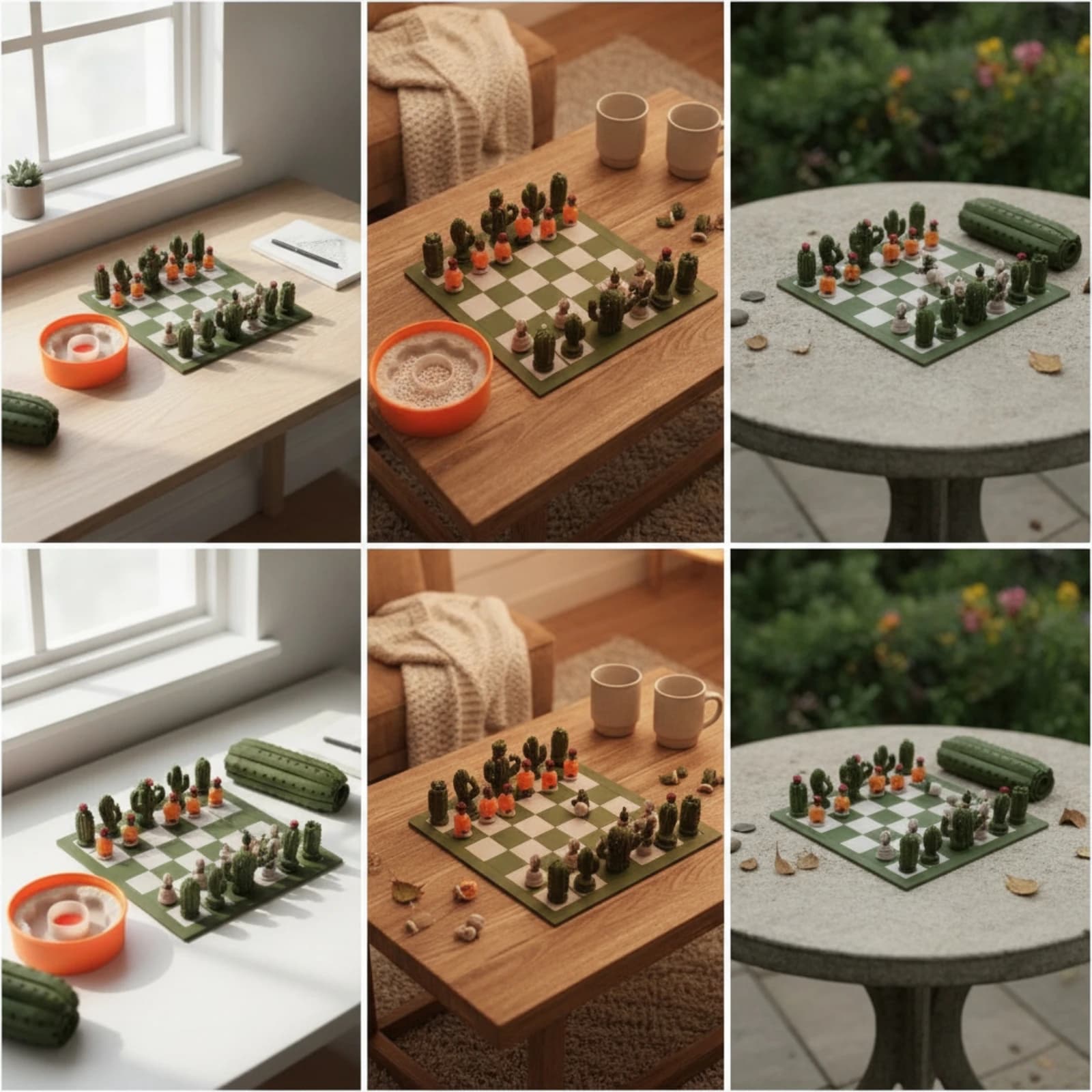 Cactus Chess Set Decorative Chess Set with Cactus Pieces Board Game Allall-Inclusive Sturdy for Collectors, Coffee Table, Desk