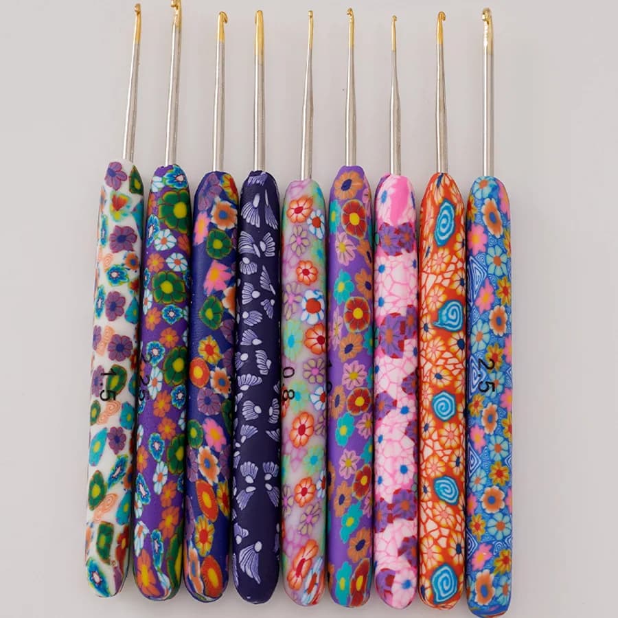 9 pezzi colorati manico in ceramica uncinetti in allumina ferri da maglia set cucito uncinetto per tessuto aghi da cucito strumento fatto a mano