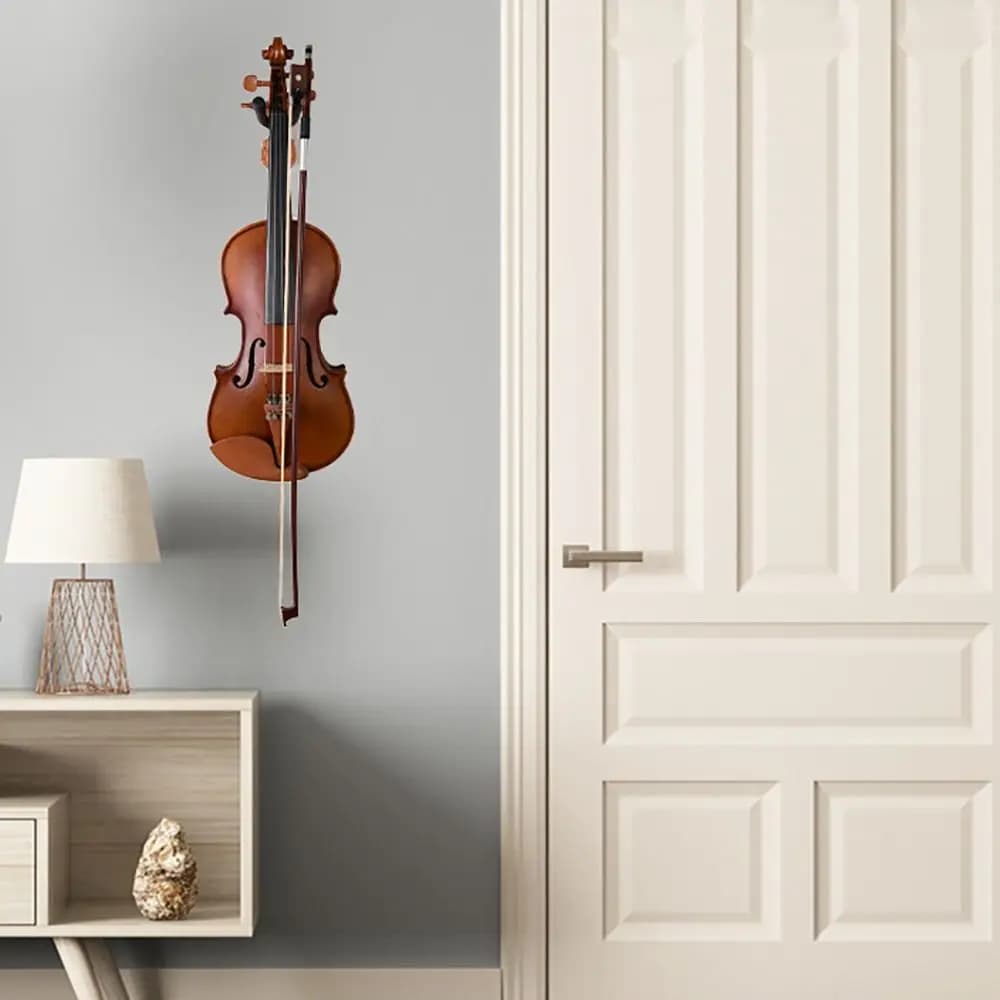 Gancio per gancio per violino con base in legno professionale con gancio per arco Supporto per violino/viola antiscivolo Supporto per violino per montaggio a parete Erhu