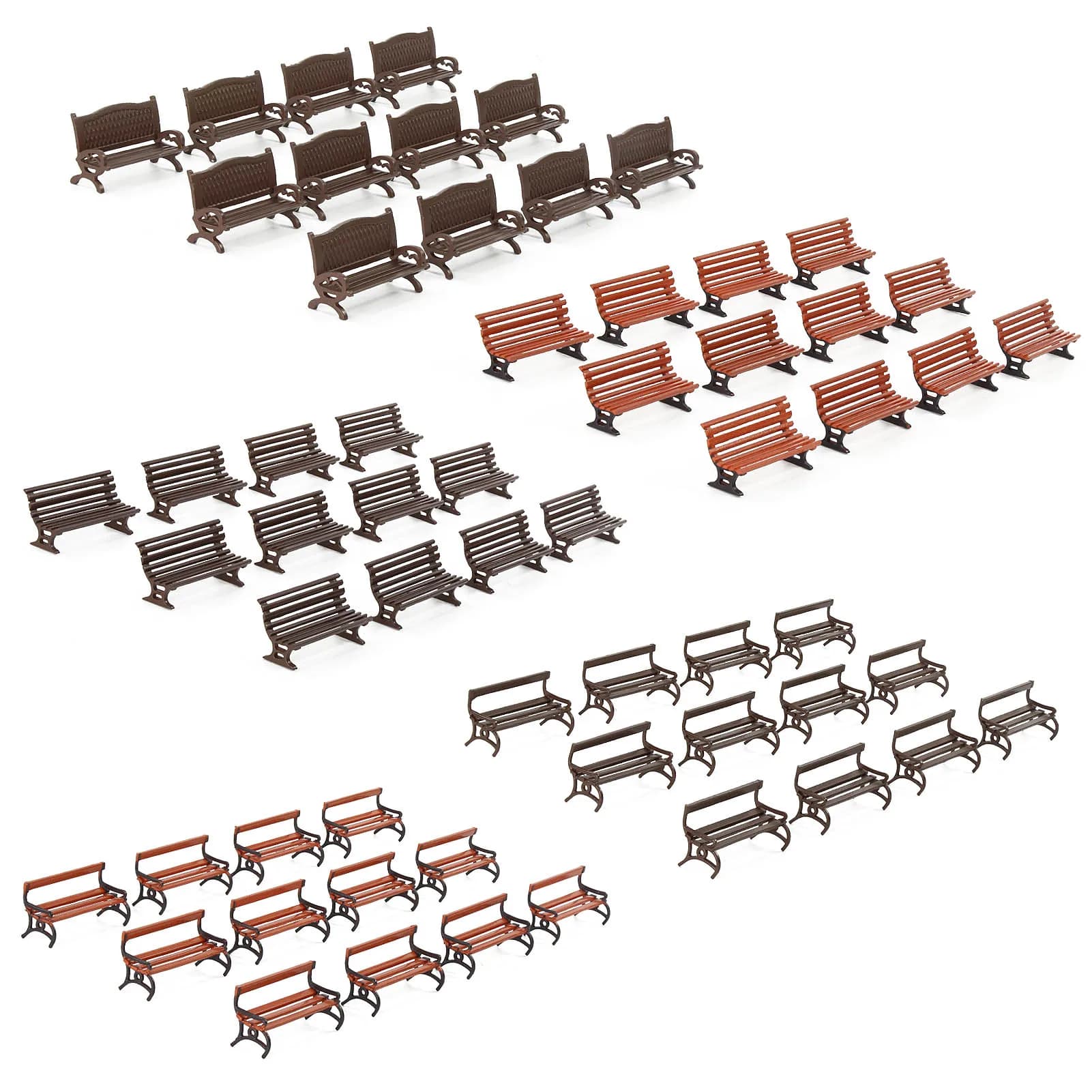 Evemodel 12 pieces scale HO 1:87 garden benches station road platform seats chairs for train scenes model