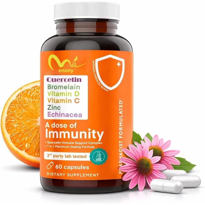 Integratore di Quercetina 500mg, con Zinco, Vitamine C e D, Complesso Echinochloa per il Supporto Immunitario, 60 Capsule