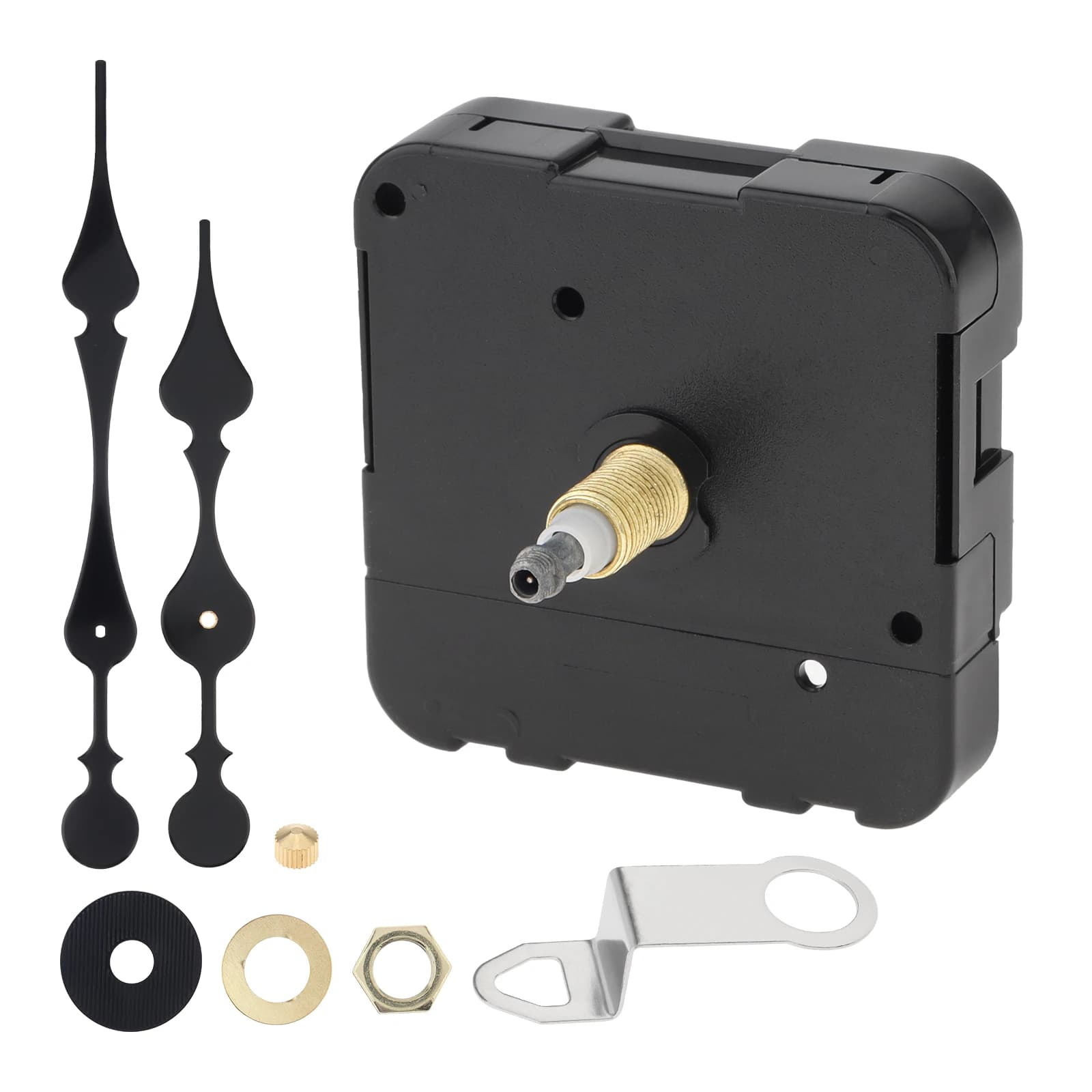 23 mm Shaft 12 mm Thread Quartz High Torque Battery Operated Clock Movement Replacement Kit with 8 inch Long Black Hands