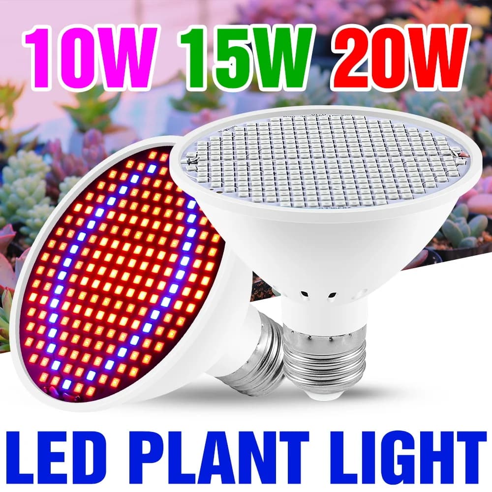 Lampadina LED per Coltivazione 25W E27 AC220V, Spettro Completo, Lampada Idroponica 110V per Illuminazione di Piante in Vaso, Frutta e Verdura da Interno, 15W 20W