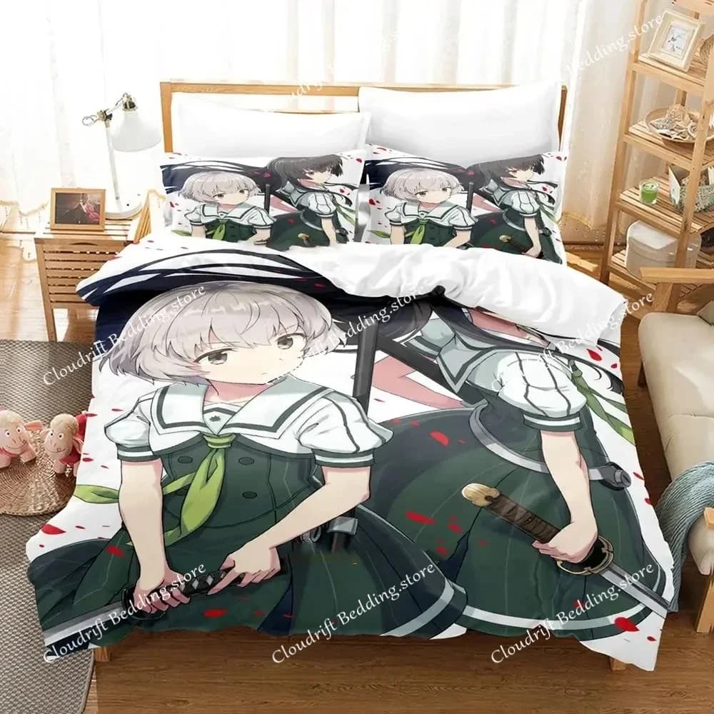 Anime Katana Maidens Toji No Miko Bedding Set Duvet Cover Bed Set Quilt Cover Pillowcase Comforter King Queen Size Boys Adult