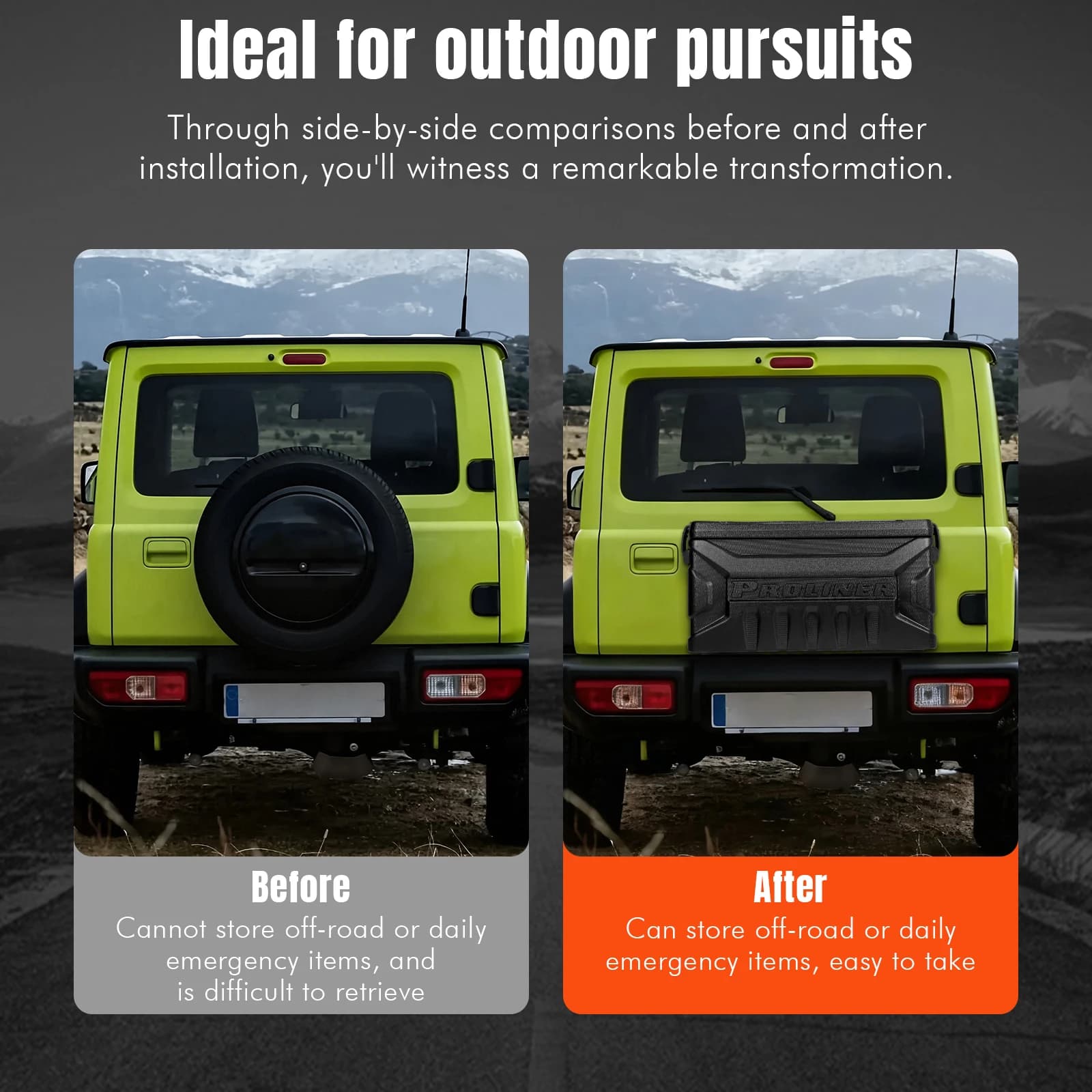 Scatola portaoggetti per Suzuki Jimny JB64 JB74 2019-2025, organizer per attrezzi da portellone posteriore, accessori esterni modificati