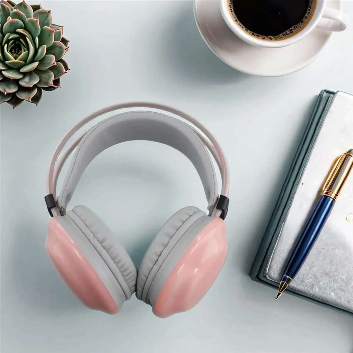 (A26M) Cuffie da Gaming RGB Bluetooth Wireless, Auricolari per E-Sports con Illuminazione Dinamica, Cuffie per Computer Rosa