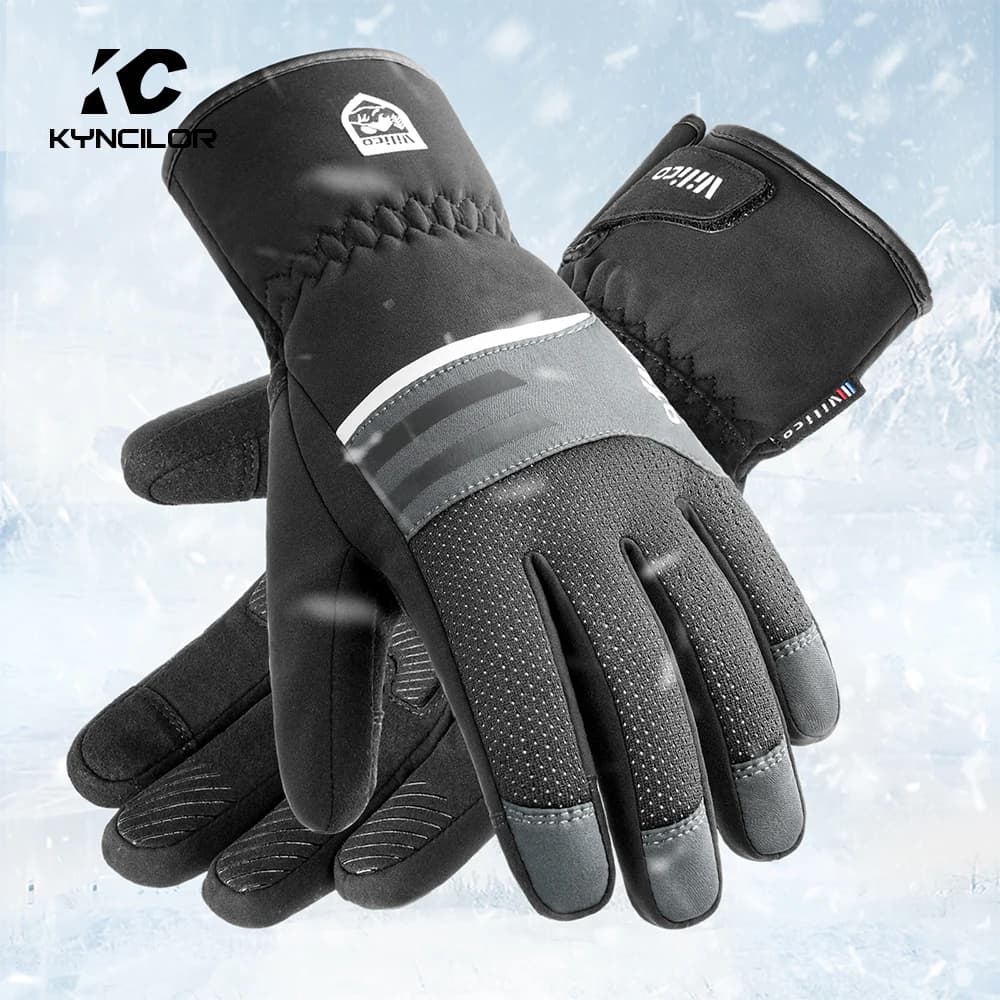 Ski gloves fleece touch screen for cycling, outdoor sports, racing, motorcycle, snowboard, touch screen, black, winter