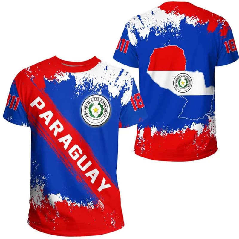 T-shirt con motivo bandiera Paraguay con stampa 3D per uomo Estate Casual Paraguayan Emblema nazionale T-shirt grafiche Magliette da uomo Top
