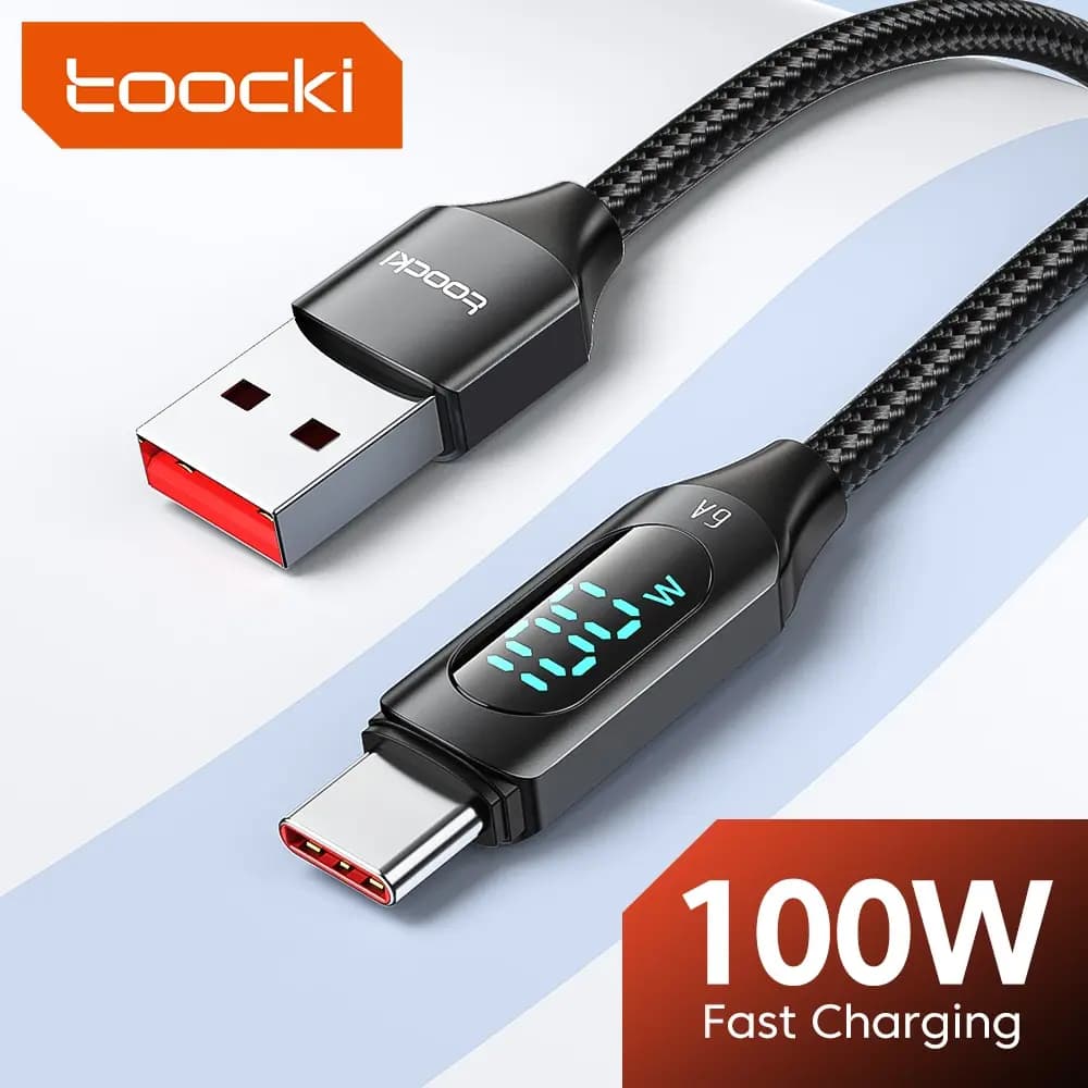 Toocki 100W USB Type C Cable for Huawei Honor Xiaomi Samsung Super Charge Fast USB Charging Cable Data Cable 1m 2m