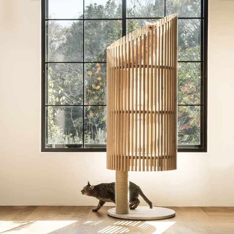 Tutto in legno massello per gatti, palo da arrampicata salvaspazio per gatti, grande villa, struttura da arrampicata per gatti, capsula spaziale