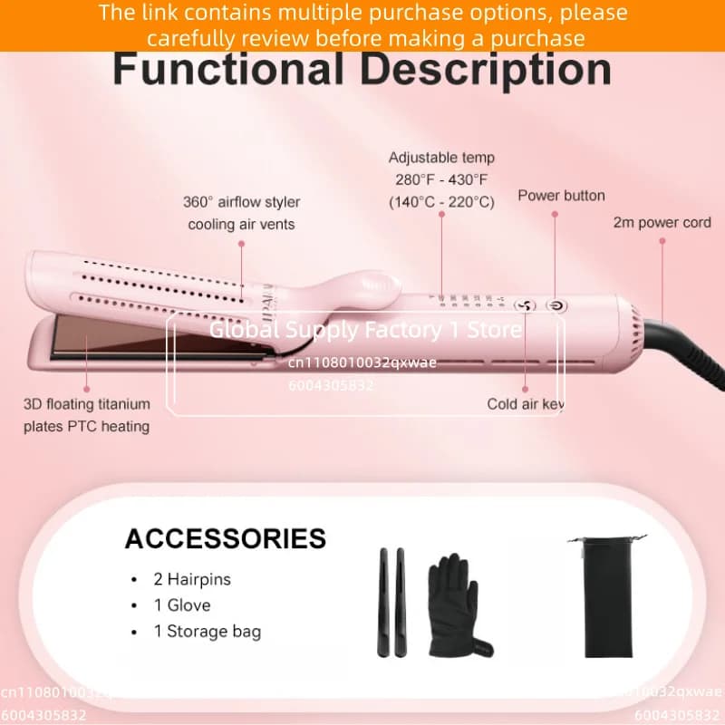 P-118 Piastra e Arricciacapelli 2 in 1 per Uso su Capelli Bagnati e Asciutti, Ferro Piatto Professionale in Ceramica, Strumento Portatile per lo Styling