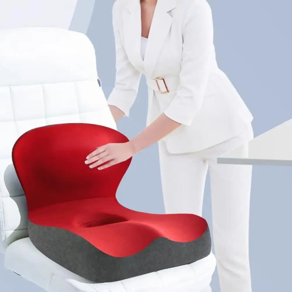 Cuscino di Supporto per Coccige e Lombare, Set Ergonomico in Memory Foam per Sedia da Ufficio, Auto e Viaggi, Allevia la Pressione per Lunghe Sedute