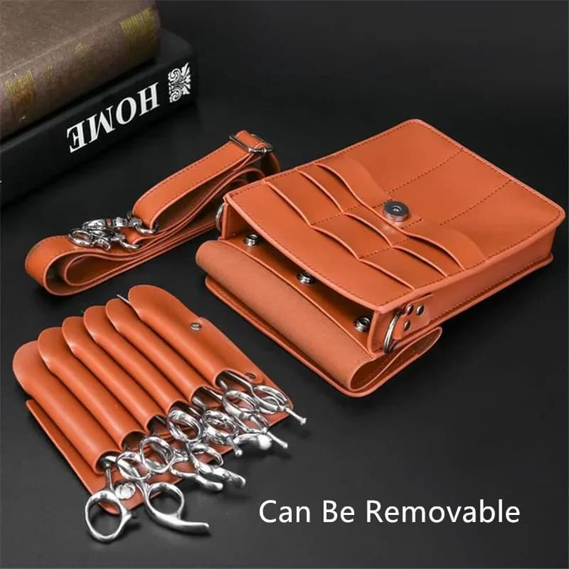Borsa a tracolla in pelle PU con clip, porta forbici da parrucchiere, custodia professionale per forbici da barbiere, marsupio da cintura