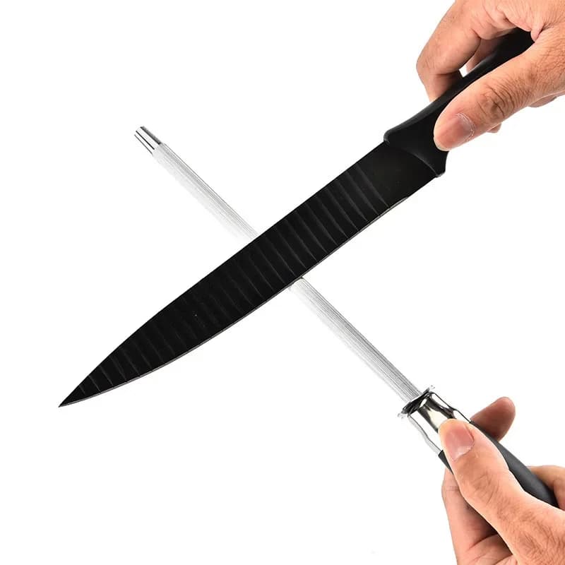 Universal Knife Sharpener Knife Grinder with Professional Butcher Carbon Steel Rod with ABS Handle Kitchen Knife Tools
