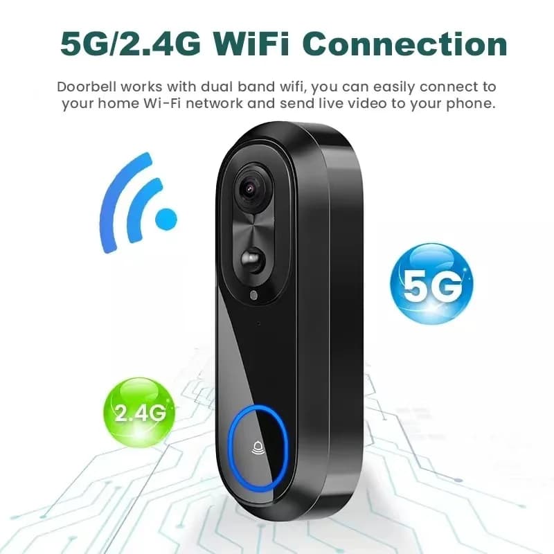 PIZEN WIFI 5G 2.4G 1080P Video Doorbell Wireless Bell Tuya APP Smart Intercom Camera IP65 Waterproof Ring Bell with Battery