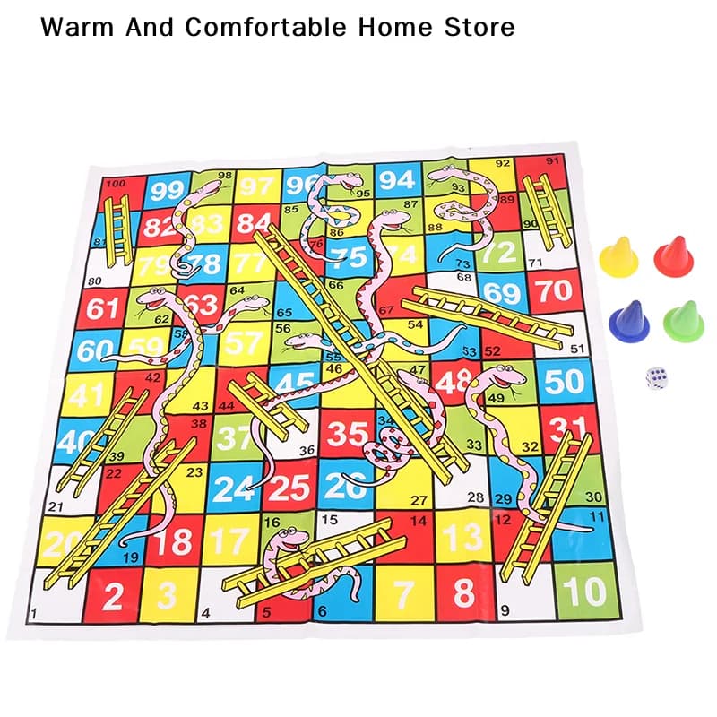 【SE】1 Set di Giochi Educativi per Bambini con Scala e Serpente, Interessante Gioco da Tavolo Portatile, Scacchiera Volante, Gioco da Tavolo per Famiglie