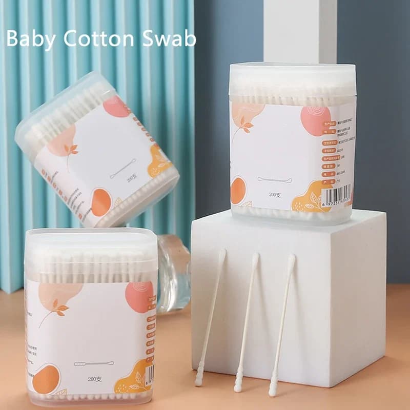 Bastoncini di cotone 400 pezzi Tamponi di cotone organico per bambini Boccioli di carta per l'orecchio del bambino Naso pulito Ultra sicuro Ipoallergenico Biodegradabile