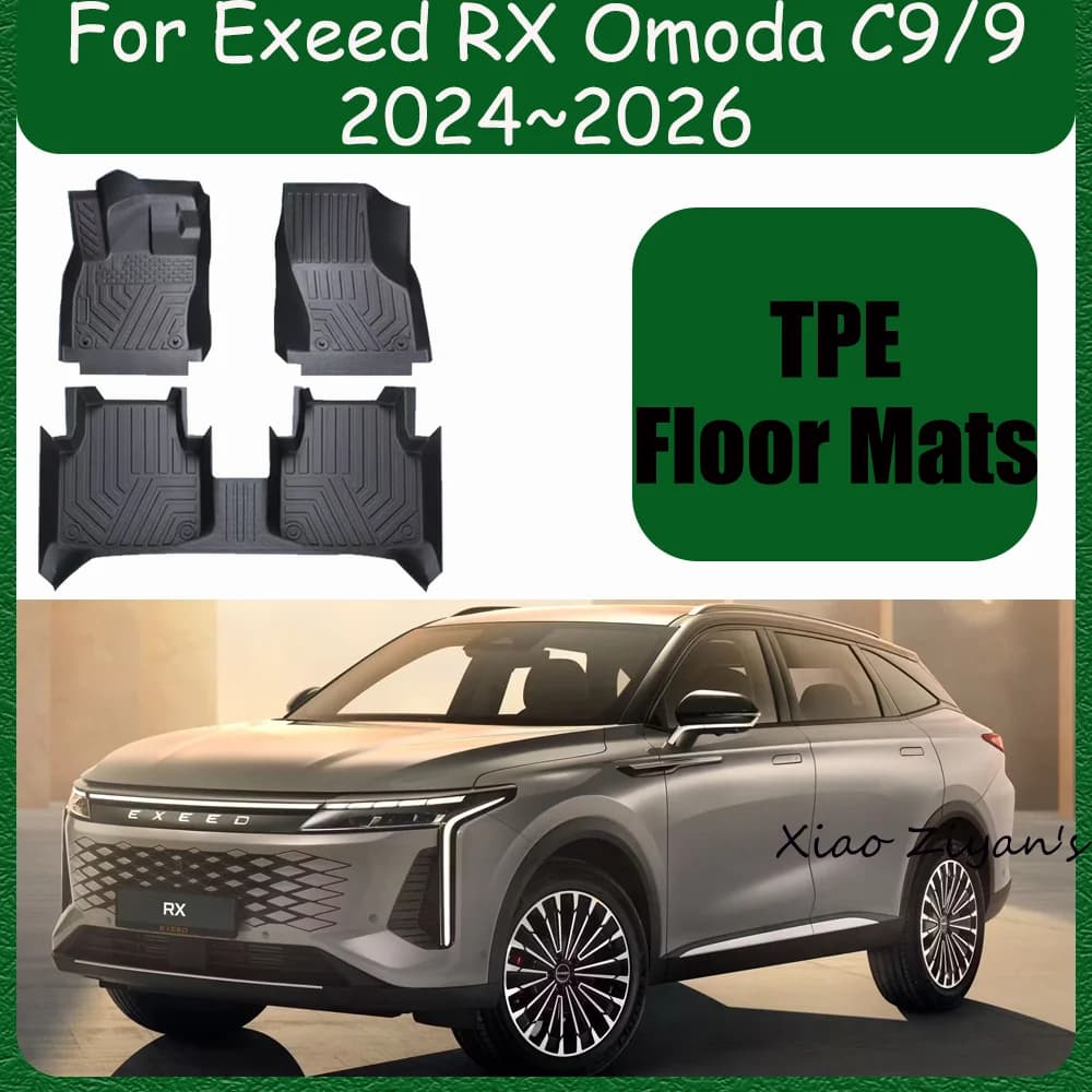 For Exeed RX Omoda C9/9 2024 ~ 2026 2025 LHD Auto TPE Car Mats Graffi Resistant Pad Mats Interior Accessories