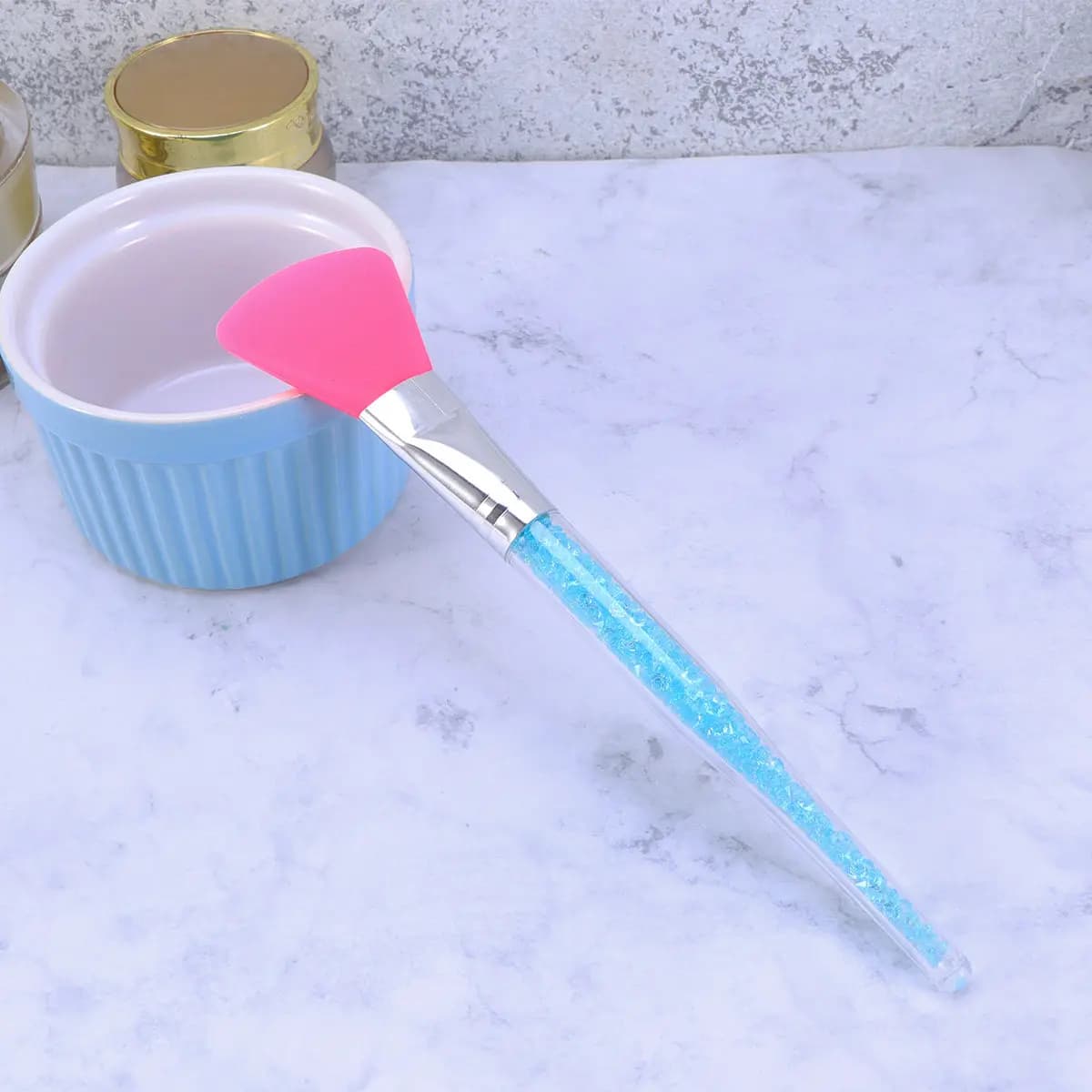 Silicone Face Mask Brush Blue Drill Handle Facial Mask Makeup Brushes for Mud Concealer Cream Skin Care Beauty Tool for Women