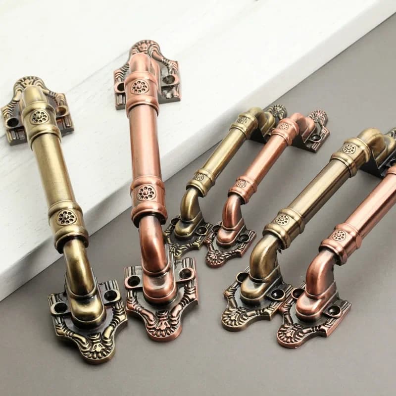 Set di 3 Maniglie Vintage per Porte, Pomelli Antichi in Bronzo per Porte della Cucina, Armadi e Mobili