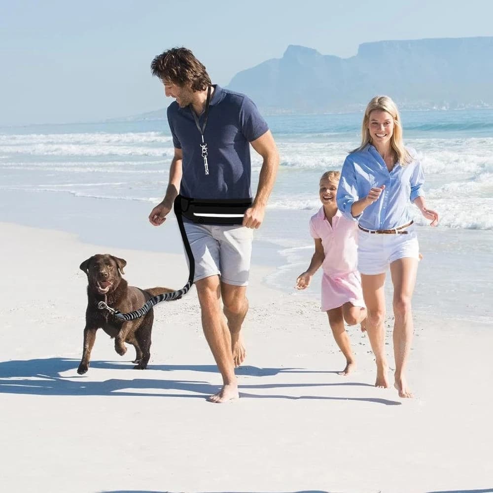 Guinzaglio Elastico in Nylon per Cani con Borsa da Cintura, Corda Retrattile Riflettente con Fibbia per Corsa e Addestramento Animali Domestici
