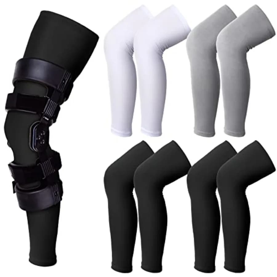 8 Pcs Knee Brace Undersleeve Knee Sleeve for Under Brace Closed Patella Compression Breathable Leg Sleeves for Men Women Thigh