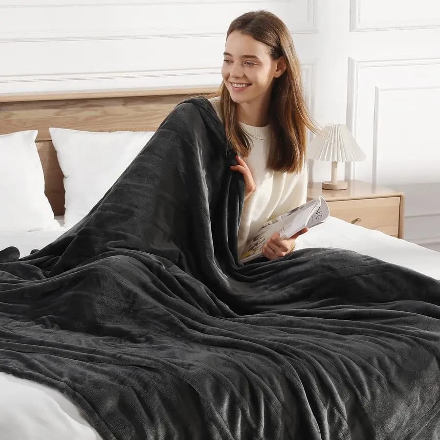 Coperte elettriche King Size 100X90, morbida flanella in peluche con doppio telecomando, 5 livelli di riscaldamento e spegnimento automatico dopo 10 ore, certificazione ETL