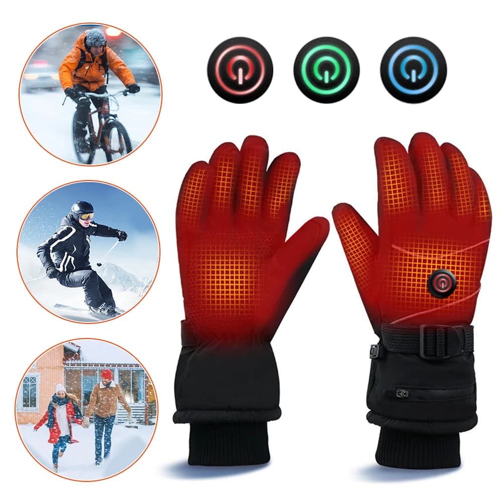 Guanti riscaldati elettrici con presa CC Guanti da moto termici touch screen impermeabili da donna e da uomo riscaldati per moto, sci, equitazione
