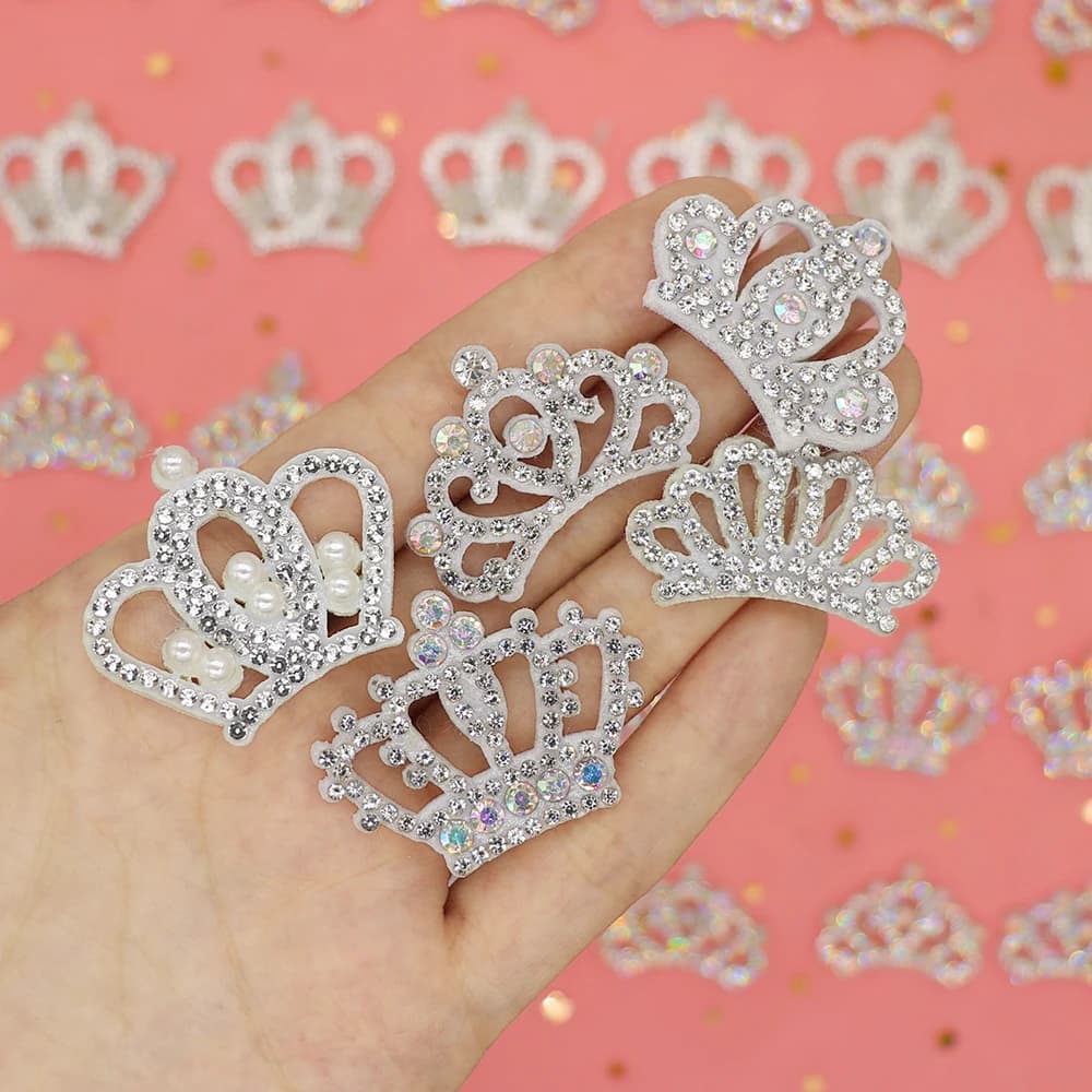 15 pezzi di applique con strass a forma multipla imbottita bianca per vestiti fai da te, decorazioni artigianali, toppe, copricapo, accessori per fiocchi per capelli