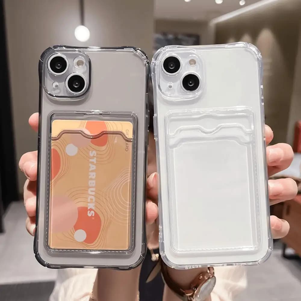 Transparent Card Bag Holder Phone Case For iPhone 17 Pro Max 11 12 13 14 15 16 Pro Max Air 7 8 Plus XR XS SE 2020 SE 2022 Cover
