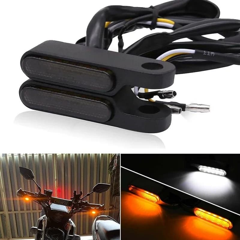 2 pezzi moto mini indicatori di direzione a LED luci di marcia ambra bianco indicatori di direzione lampade per Harley Davidson Touring accessori