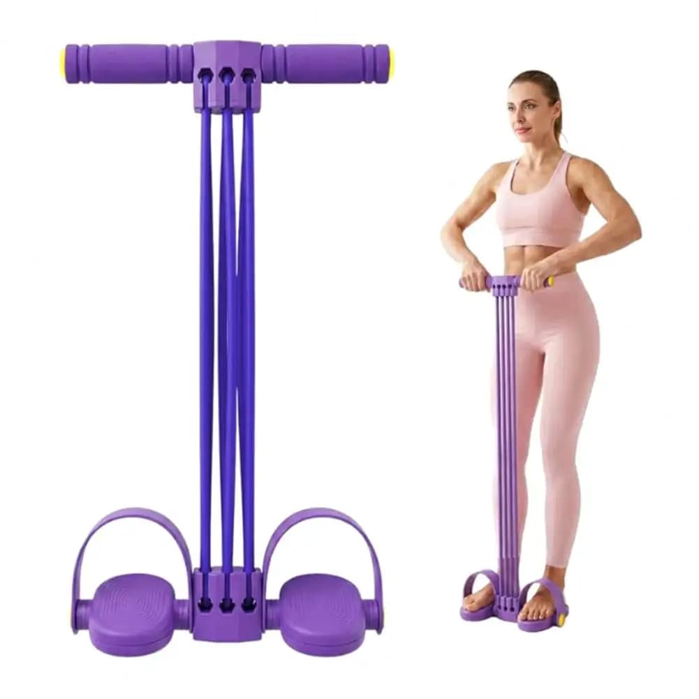 Fascia di Resistenza a Pedale con Maniglia, Elastico a 6 Tubi per Caviglie, Multifunzione per Addome, Vita, Braccia e Gambe, Allenamento di Stretching