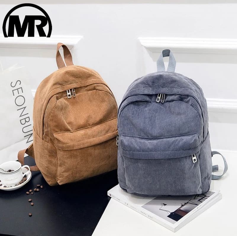 MARKROYAL Zaino in velluto a coste di colore puro Zaino da scuola per donna di moda Zaino da donna Borse da scuola per ragazza adolescente Zaino da donna