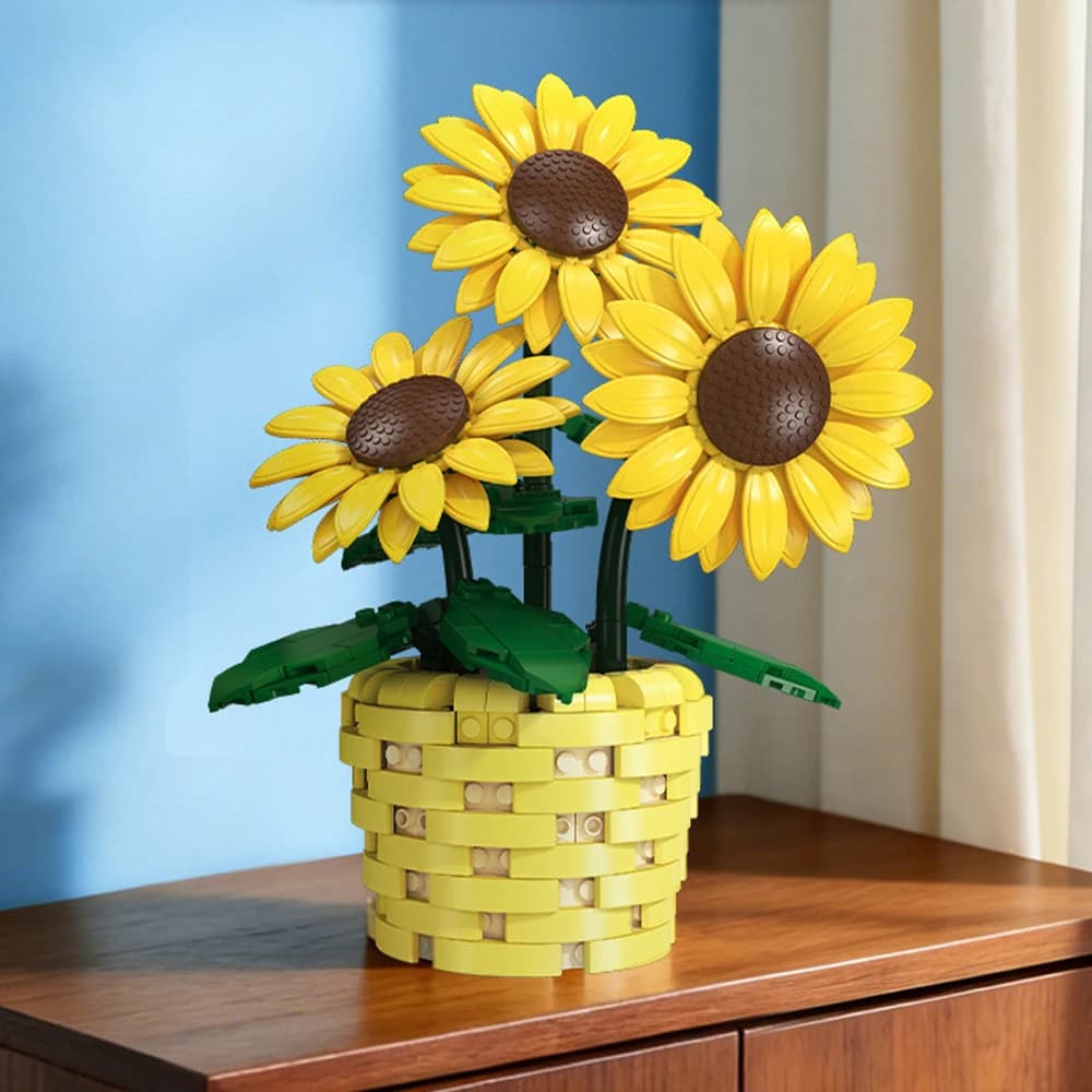 Idea Gardening Building Block Sunflower Educational ToyS Eternal Flower Potted Plant Construction Brick Collection For Girl