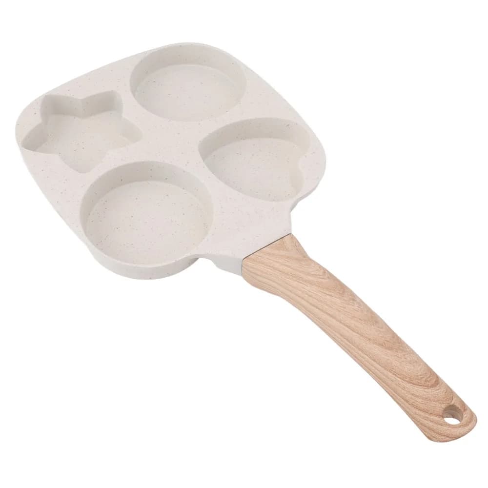 Padella Antiaderente a 4 Scomparti per Uova a Forma di Cuore/Stella, Riscaldamento Rapido, Manico Anti-scottatura, per Colazione e Preparazione Hamburger