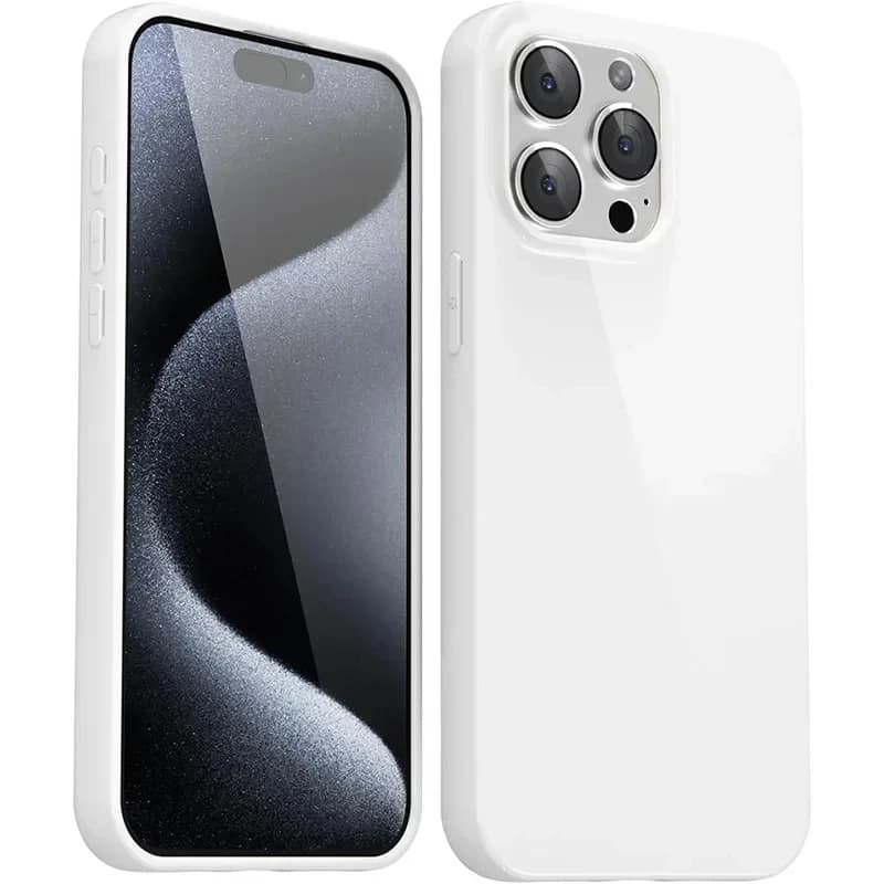Polished Silicone Soft Silicone Case for iPhone 16 15 14 13 12 11 Pro Max Plus, Black White Solid Color, 16Pro Ultra Slim Cover