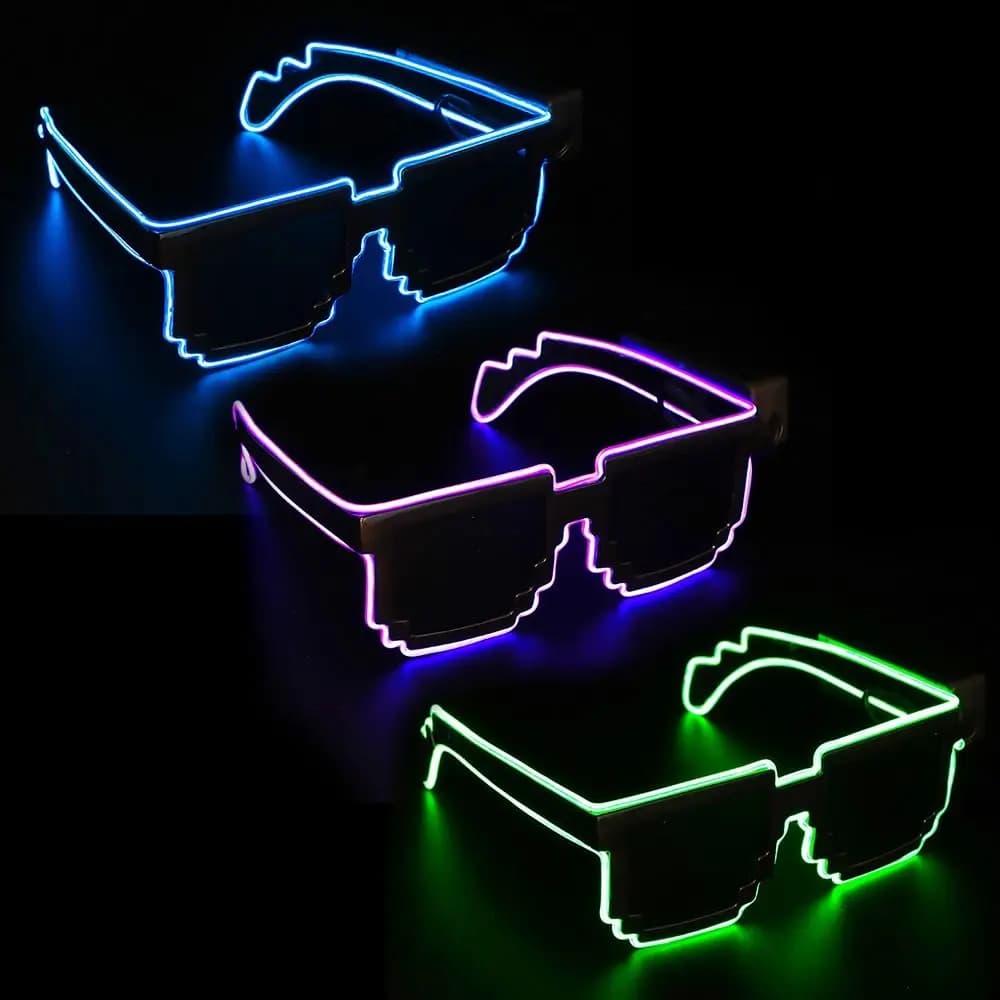Occhiali LED a mosaico wireless Halloween Natale Compleanno Neon Party Discoteche Neon Rave Shades