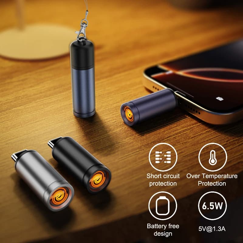 (Ce14)1pc TypeC Mini Lighter Blow-to-Ignite Auto Shut-Off Air Travel Outdoor No Battery No Flame Portable Safety Lighter Adapter