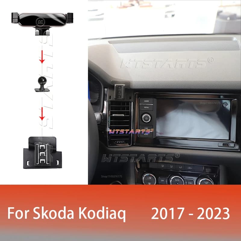 For Skoda Kodiaq 2017-2023 self-adjustable phone support Mobile Gravity GPS navigation bracket swivel car accessories