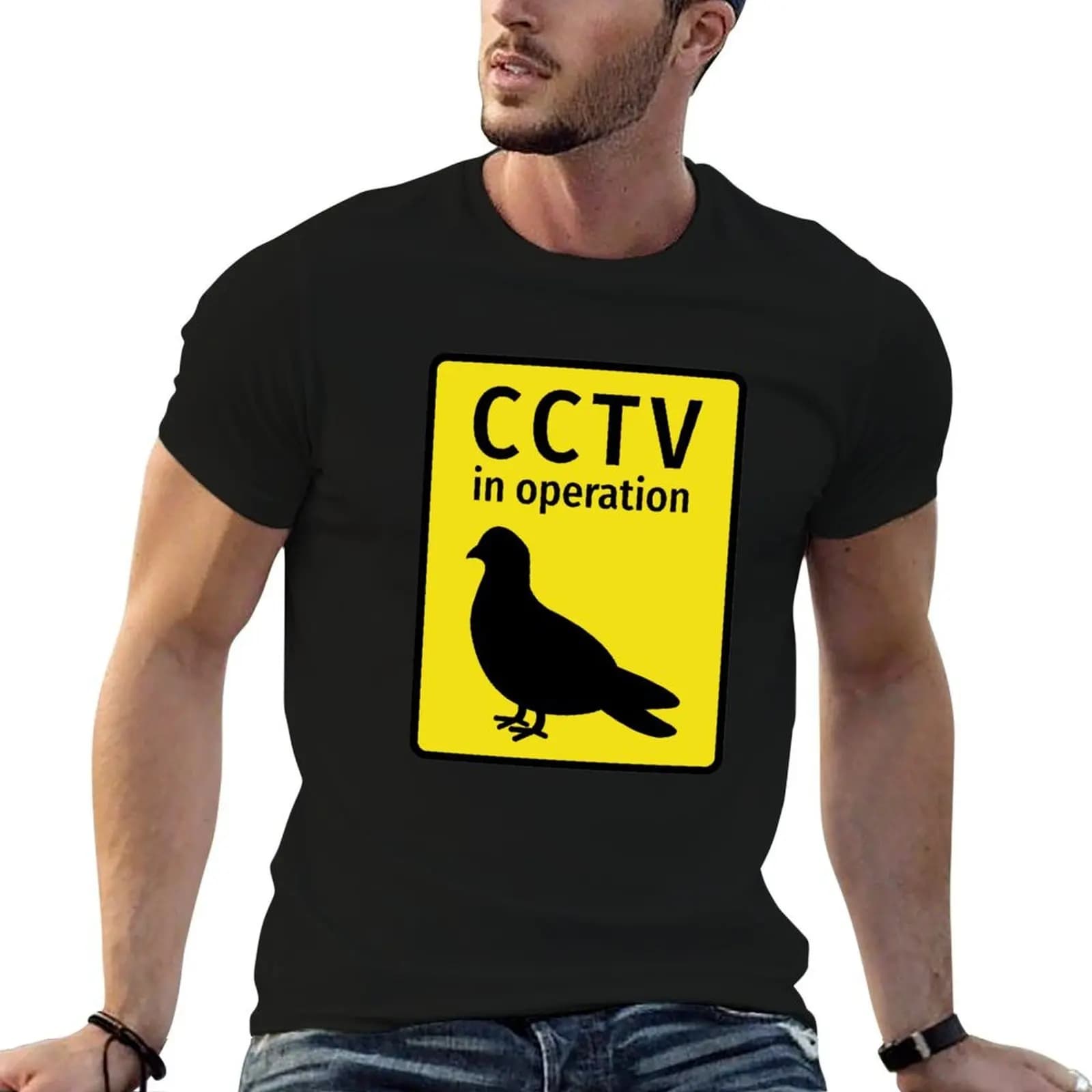 T-shirt CCTV Security Camera Pigeon Spy, t-shirt da uomo slim fit, t-shirt anime oversize, t-shirt anime