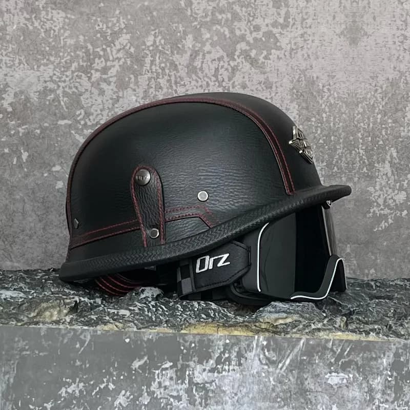 Casco Moto Aperto 3/4 Certificato DOT ORZ-HX06 per Uomo e Donna, Tutte le Stagioni, in ABS, Antivento, per Moto Stradali