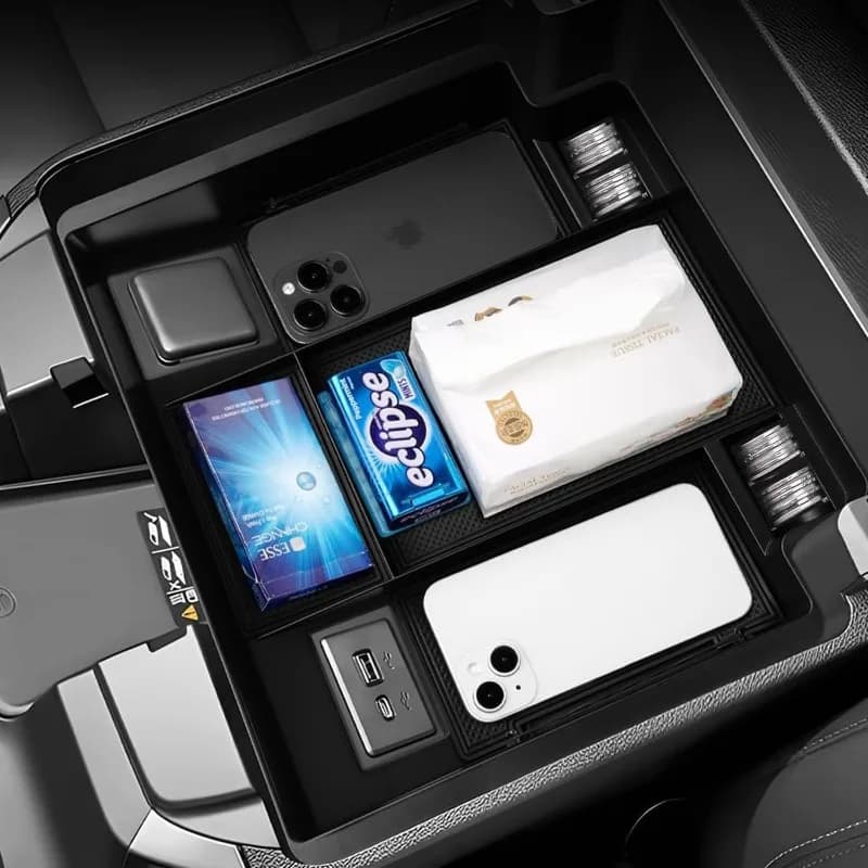 Central console organizer compatible with Chevy Silverado and Sierra 2022 2023 2024 1500/2024 2025 Silverado and GMC Sierra 2500HD/350