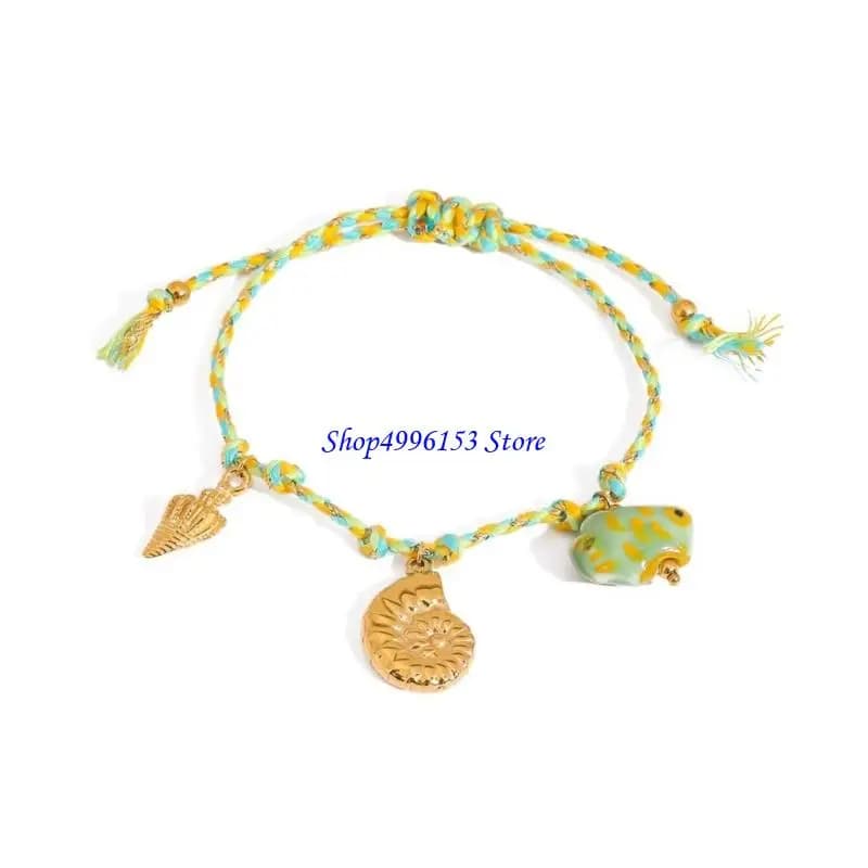 Q0KE Bracciale a corda fatta a mano con motivo ondata