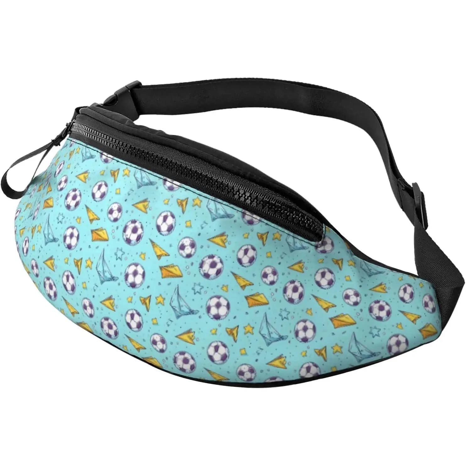 Men's and Women's Shoulders - Running Lightweight Waist Bag with Soccer Card Air Printing, Belt Travel Bag