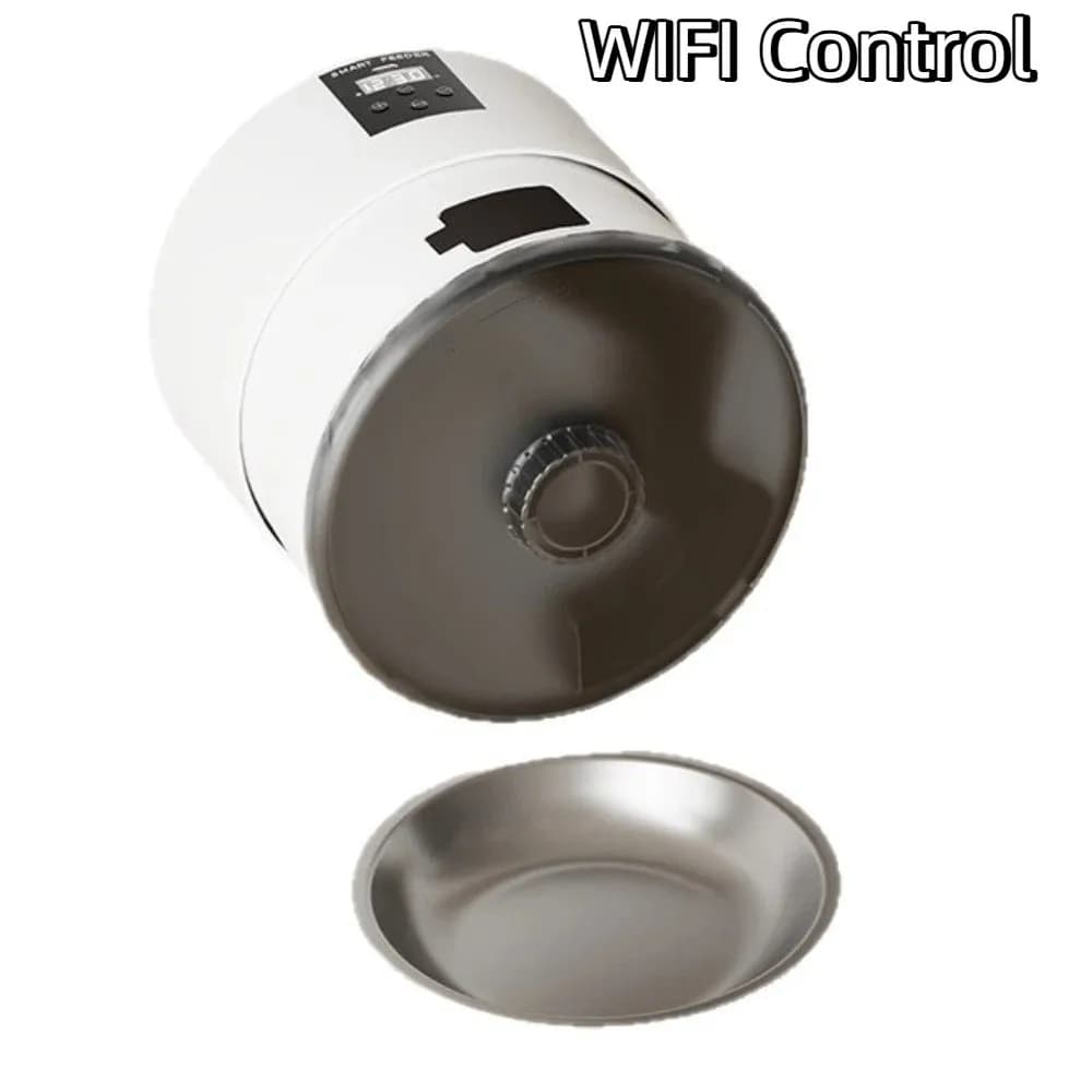 Distributore Automatico di Cibo per Animali con Controllo a Pulsante/WIFI, Montaggio a Parete, Alimentazione Temporizzata, Ciotola in Acciaio Inox con Dosaggio Quantitativo