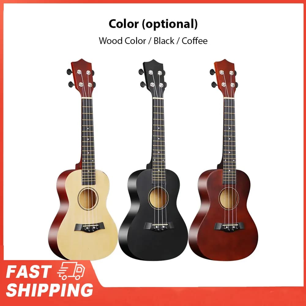 Kit ukulele acustico per ukulele da 23 pollici con custodia, cinghia, ponte, perno, cambio, pickup, sintonizzatore, panno per la pulizia