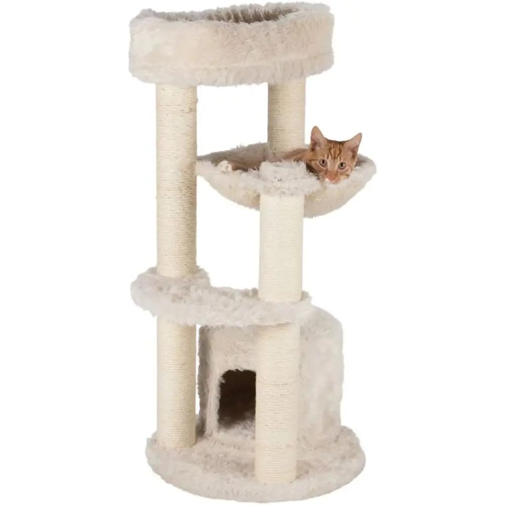 TRIXIE Baza Cat Tower – Albero per gatti con posti di raschiatura in iuta, cuccia, amaca e letto rimovibile – Arredamento o struttura per raschiare per gatti da interno
